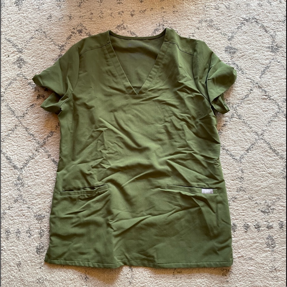 FIGS Dark Olive Casma Top